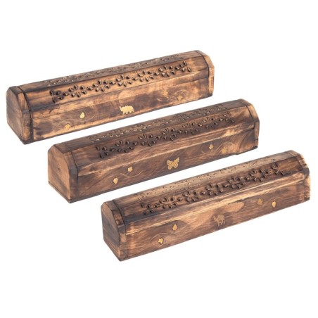 Les boîtes en bois pour brûler de l'encens comprennent 3 unités-cadeaux Natura complète la collection indienne