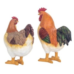 ORIGEN Home Decor Figure Gallina 2 U Animaux | Figure de poulet orange - 27x23x11cm