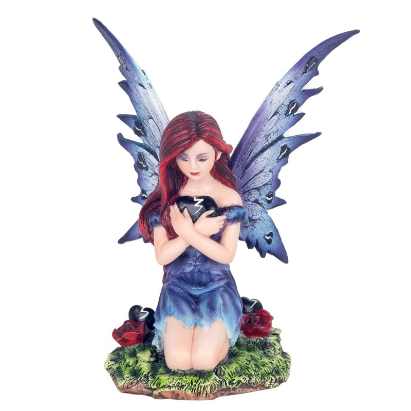 ORIGEN Home Decor Fée Coeur Fête Gris Fée Figure - 17x12x12cm Fantaisie et Romantique