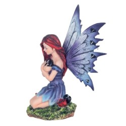 ORIGEN Home Decor Fée Coeur Fête Gris Fée Figure - 17x12x12cm Fantaisie et Romantique