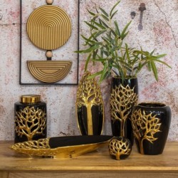 ORIGEN Home Decor Jarrón Jarrones et Portavelas | Vase doré - 23x14x14cm