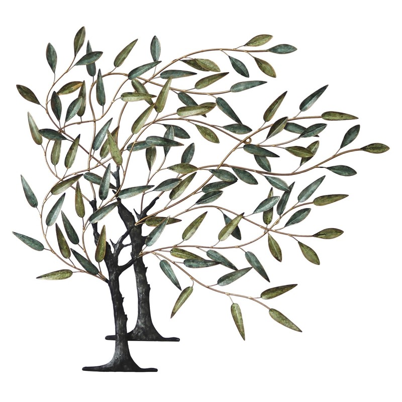 Ornements muraux métalliques | Décoration murale de jardin en métal avec arbre, 90x90 cm | Couleur verte