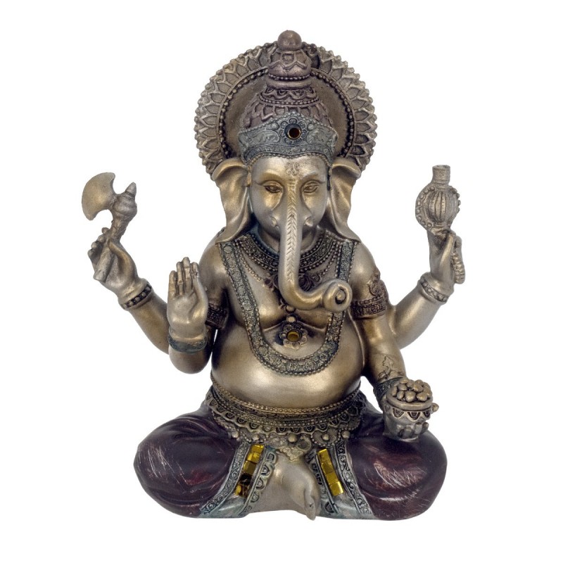 Figurines décoratives | Figurine Dieu Ganesha en résine 20 x 10 x 16,5 cm | Gris