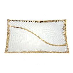 ORIGEN Home Decor Dish Vases et portez-le | Plat blanc rectangulaire - 5x30x17cm