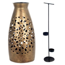 ORIGEN Home Decor Portavelas Vases et détenteurs | Silver Porta - 59x27x27cm