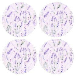 ORIGEN Home Decor Lavender Posts 4 ou Coasters | Blanc rond - 1x10x10cm