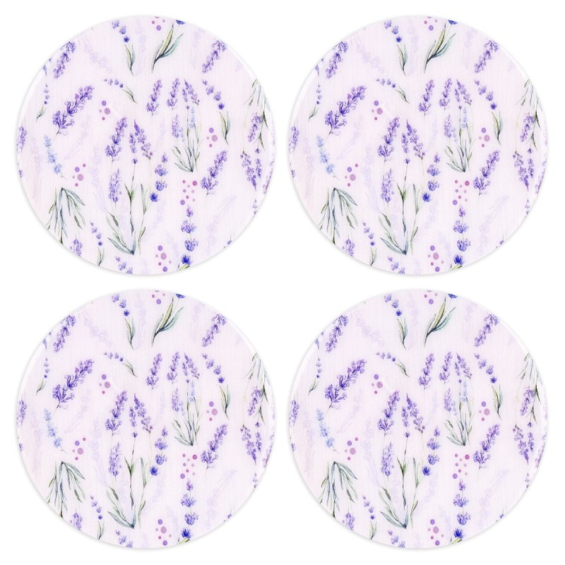 ORIGEN Home Decor Lavender Posts 4 ou Coasters | Blanc rond - 1x10x10cm