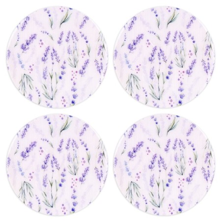 ORIGEN Home Decor Lavender Posts 4 ou Coasters | Blanc rond - 1x10x10cm