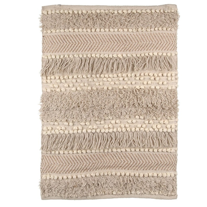 Tapis rectangulaire en jute | Tapis en coton et polyester 85x55 cm | Beige