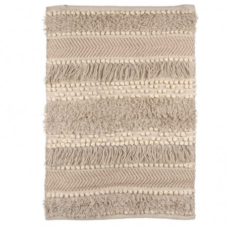 Tapis rectangulaire en jute | Tapis en coton et polyester 85x55 cm | Beige