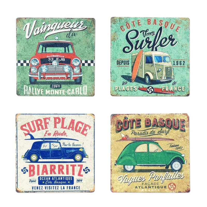 Bus Coaster comprend 4 unités de sous-verres de cuisine Collection Vintage