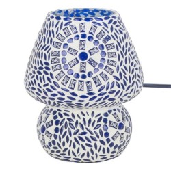 ORIGEN Home Decor Lampe de table en mosaïque bleue - Lampe en cristal exotique 18x14x2cm pour la décoration de la maison