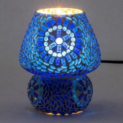 ORIGEN Home Decor Lampe de table en mosaïque bleue - Lampe en cristal exotique 18x14x2cm pour la décoration de la maison