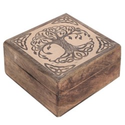 Ensemble de 3 boîtes d'arbre carrées comprend 3 unités de boîtes de décoration et de boîtes à bijoux Collection ethnique