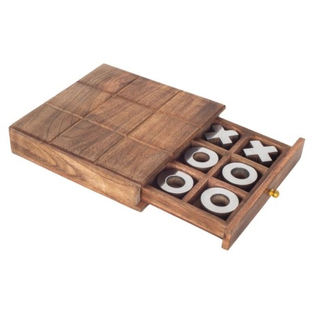 Trois matchs sur bande brune en bois | Jeux de table Trois à Stripe 4x18x18cm