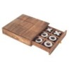 Trois matchs sur bande brune en bois | Jeux de table Trois à Stripe 4x18x18cm