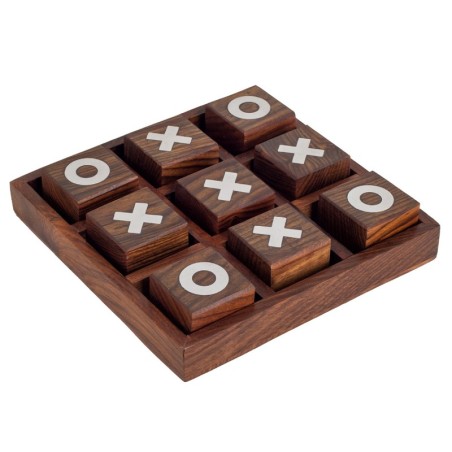 ORIGEN Home Decor Tic Tac Toe Carré Jeux Marron Carré 4x18x18cm