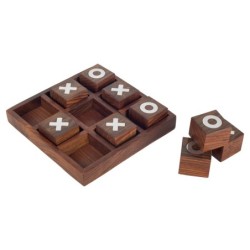ORIGEN Home Decor Tic Tac Toe Carré Jeux Marron Carré 4x18x18cm