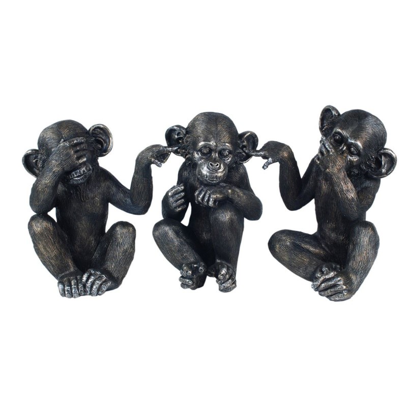 Figurines décoratives | Figurines Singes en Résine 30 x 18 x 20 cm | Pack 3 Unités | La couleur noire