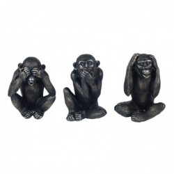 Figurines décoratives | Singe Figurines en Résine 17 x 10 x 13,5 cm | Pack 3 Unités | La couleur noire