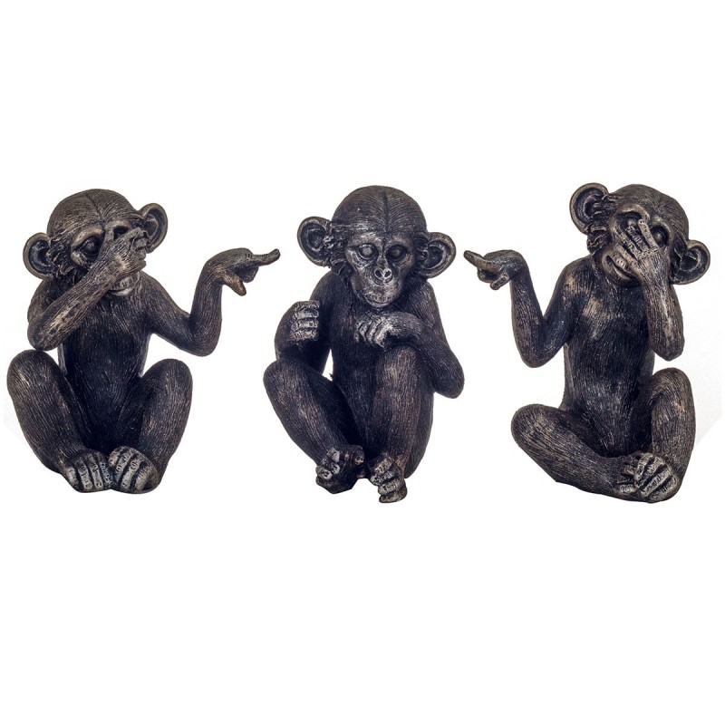 Figurines décoratives | Singe Figurines en Résine 14 x 9 x 10 cm | Pack 3 Unités | La couleur noire