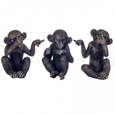 Figurines décoratives | Singe Figurines en Résine 14 x 9 x 10 cm | Pack 3 Unités | La couleur noire