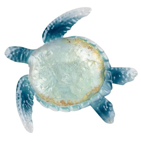 ORIGEN Home Decor Tortue Ornement Mural Applique Métal Bleu 23x23x1cm