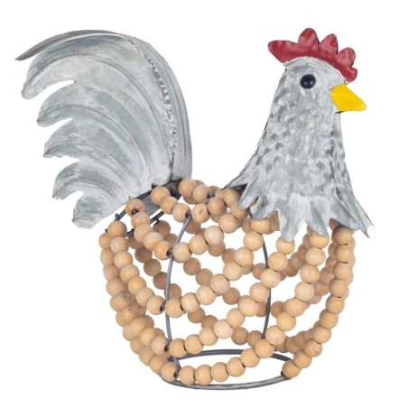 ORIGIN Home Decor Coq Animaux Poule Figure Argent 26x28x16cm