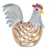 ORIGIN Home Decor Coq Animaux Poule Figure Argent 26x28x16cm