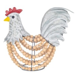 ORIGIN Home Decor Coq Animaux Poule Figure Argent 26x28x16cm
