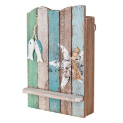 ORIGEN Home Decor Boîte à clés Porte-clés bleu 25x16x8cm - Organisateur de clés mural décoratif