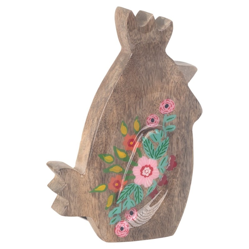 ORIGEN Home Decor Poule en Bois Marron - Figurine Poule 18x12x3cm