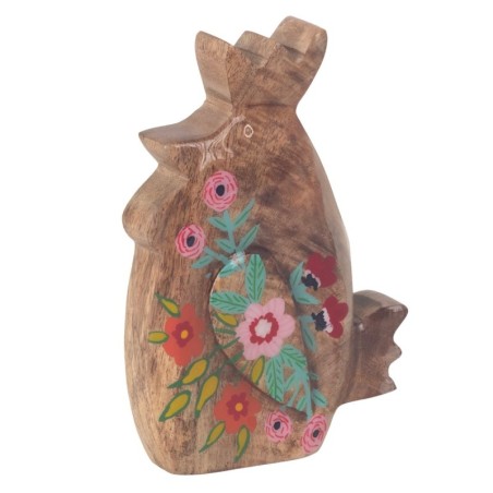 ORIGEN Home Decor Poule en Bois Marron - Figurine Poule 15x10x3cm