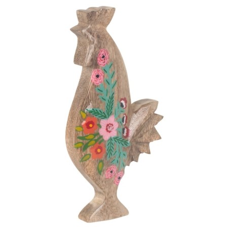 ORIGEN Home Decor Poule en Bois Marron - Figurine Poule 23x11x3cm