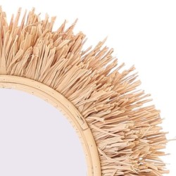 ORIGEN Home Decor Miroir Rond en Herbe - Marron 28x28x4cm