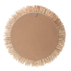 ORIGEN Home Decor Miroir Rond en Herbe - Marron Vintage 45cm | Miroirs décoratifs en palmier et jonc de mer