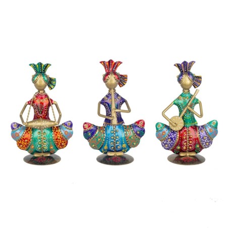 ORIGIN Home Decor Figurine 3U Africains et Éléphants Orange 22x13x9cm