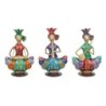 ORIGIN Home Decor Figurine 3U Africains et Éléphants Orange 22x13x9cm