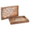 ORIGEN Home Decor Fish Tray 2U Boîtes et plateaux | Plateau de Décoration Rectangulaire Marron - 5x38x23cm