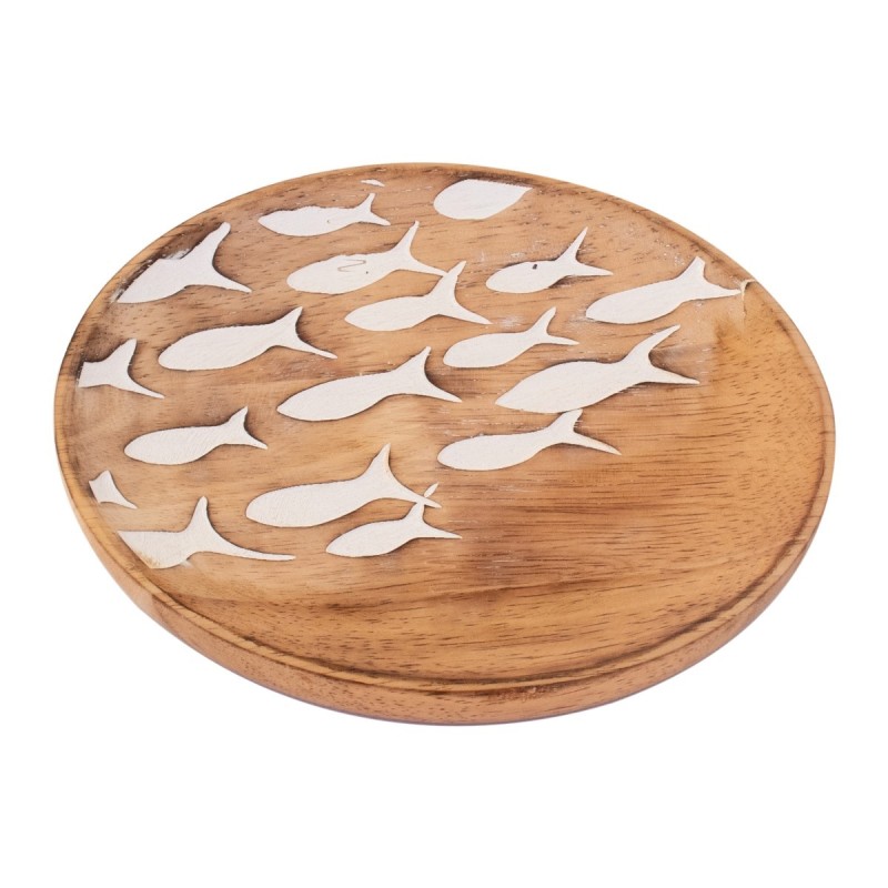ORIGEN Home Decor Petites Assiettes à Poisson Boîtes et Plateaux Plateau de Décoration Rond Marron - 2x16x16cm