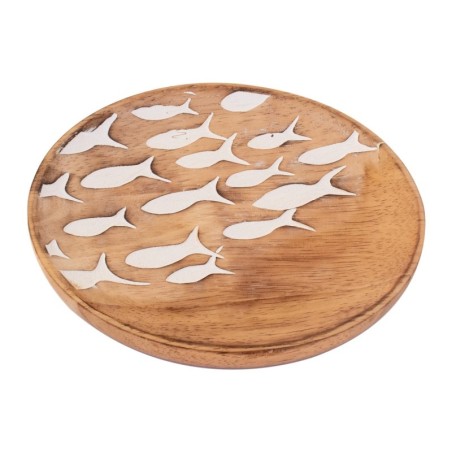 ORIGEN Home Decor Petites Assiettes à Poisson Boîtes et Plateaux Plateau de Décoration Rond Marron - 2x16x16cm