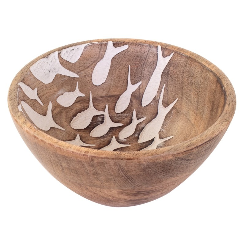 ORIGEN Home Decor Petit Bol à Poisson Boîtes et Plateaux Ronds - 7x15x15cm Marron