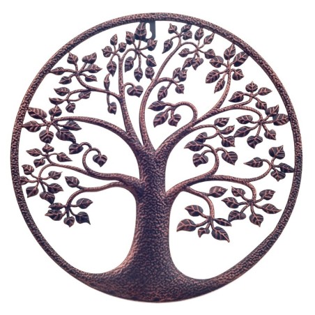 ORIGEN  ornement d'arbre de vie rond en métal gris, décoration d'intérieur, 30x30x1cm
