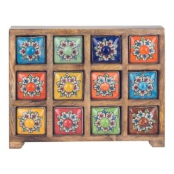 ORIGIN Home Decor Étagère à épices 12 tiroirs Boîtes et boîtes à bijoux | Étagère à Épices Rectangulaire Marron - 23x30x11cm