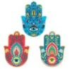 ORIGEN Home Decor Dessous de Verre Mano Fatima 3U Bleu - Lot de 3 Dessous de Verre Vintage pour Cuisine - Décoration