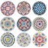 ORIGEN Home Decor Sous-verres avec présentoir rond gris 9U - Ensemble de 9 sous-verres vintage pour cuisine