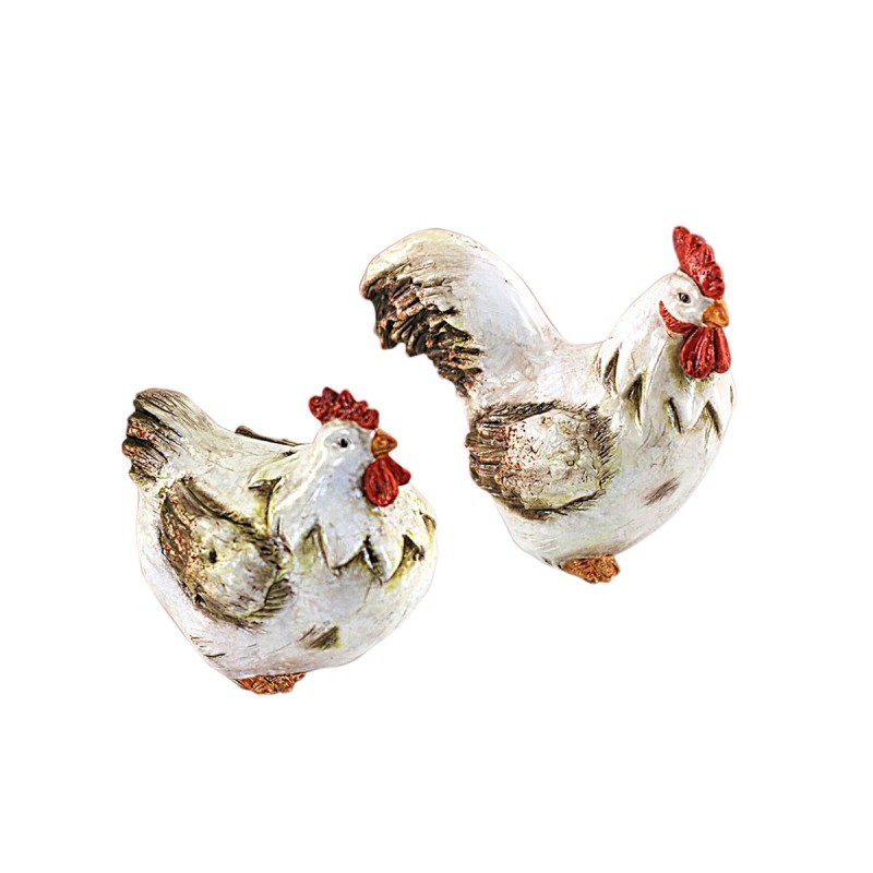 Les poules en résine comprennent 2 unités de figurines d'animaux, collection rustique